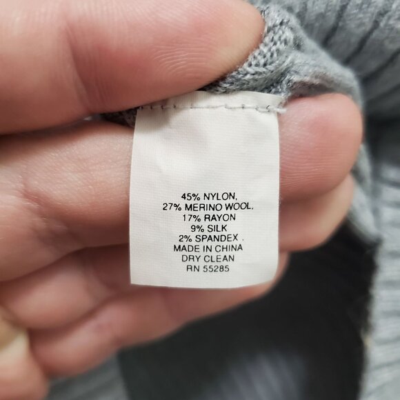 Express Women's Y2K Gray Wool Silk Blend Stretch Ribbed Knit Basic Turtleneck S - Picture 4 of 5